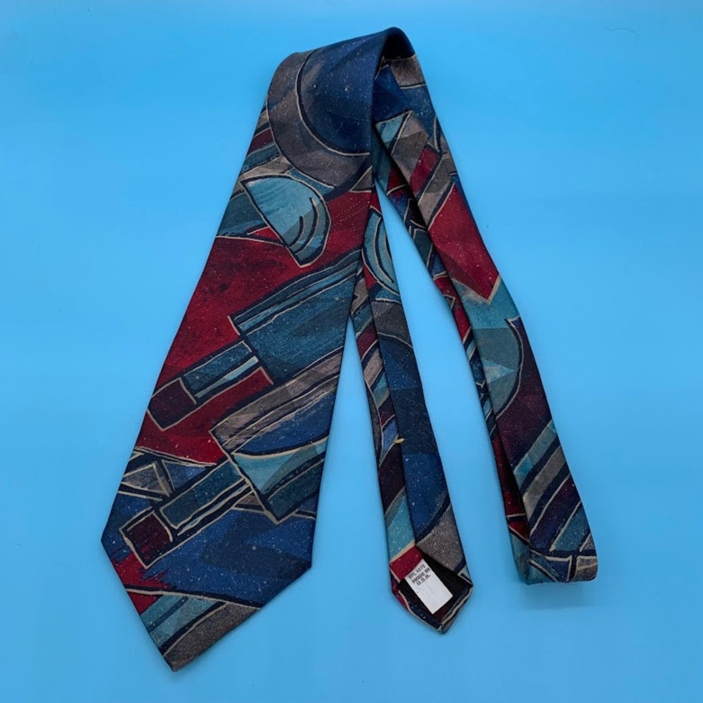 Vintage Wembley Abstract Print Men's Classic Neck Tie Artsy Preppy Made in USA